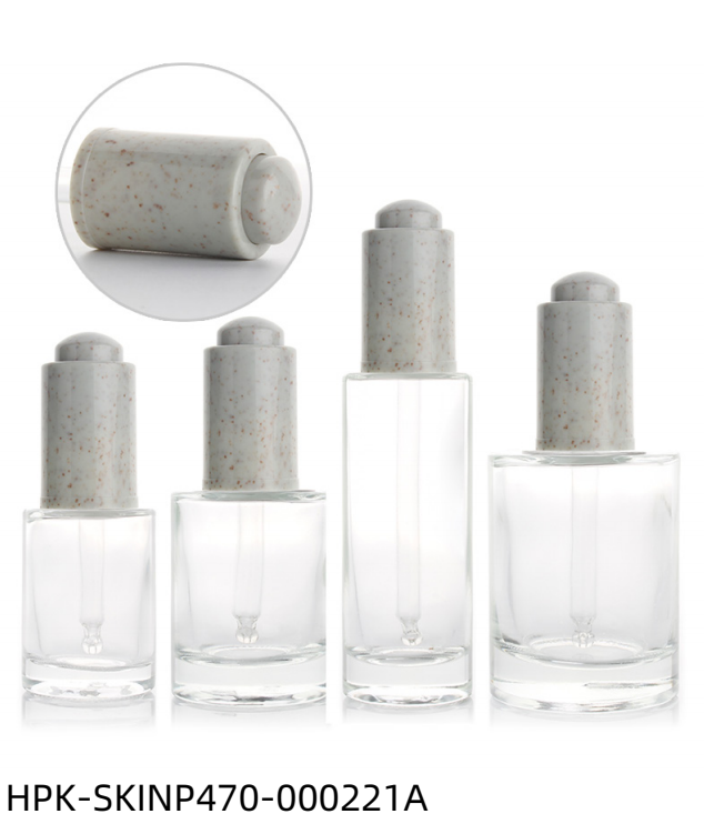 Thick Base Glass Bottle with Gray Push-button Pipette Cap